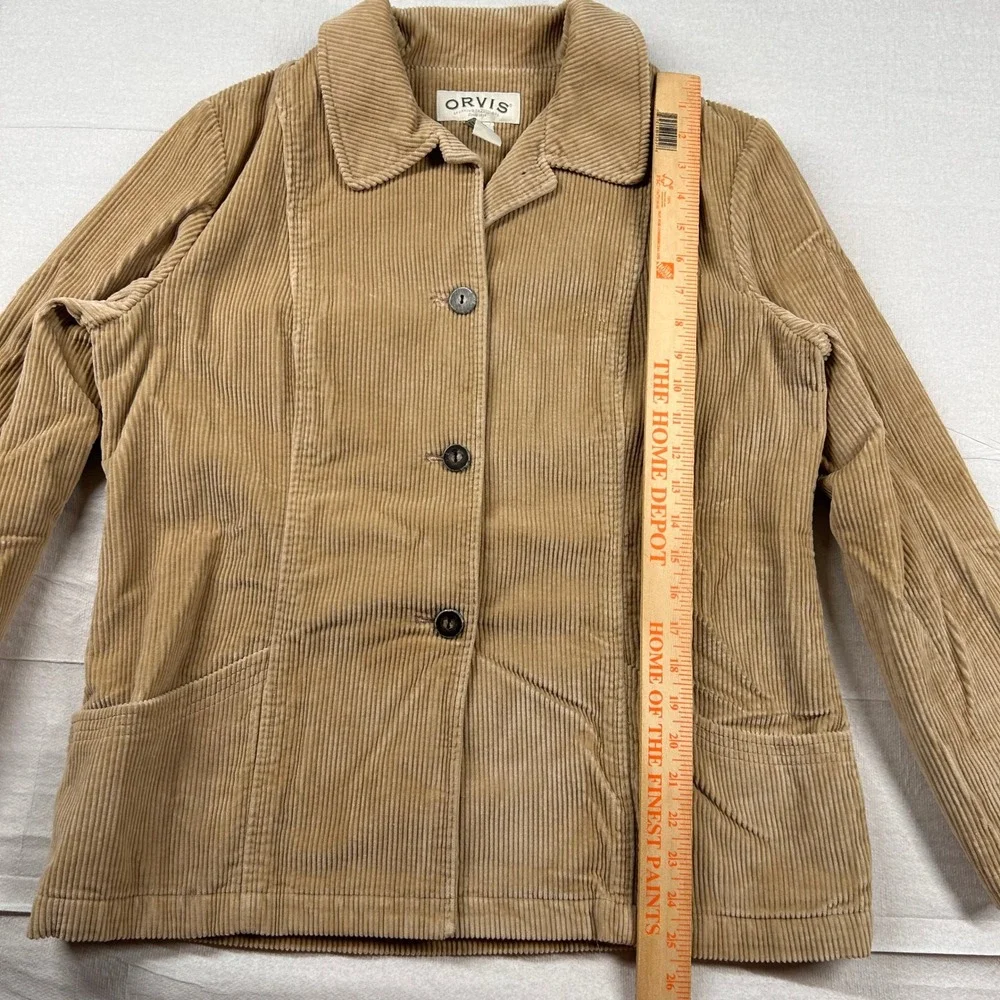 Orvis Shacket Womens 10 Tan Corduroy Chore Jacket Cotton Button Blazer Beige